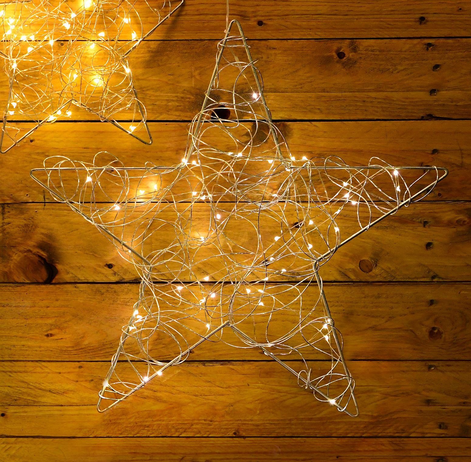 Thomas Philipps LED Stern LED Drahtstern mit Timer 50 cm Dekostern beleuchtet Weihnachtsstern, warmweiß