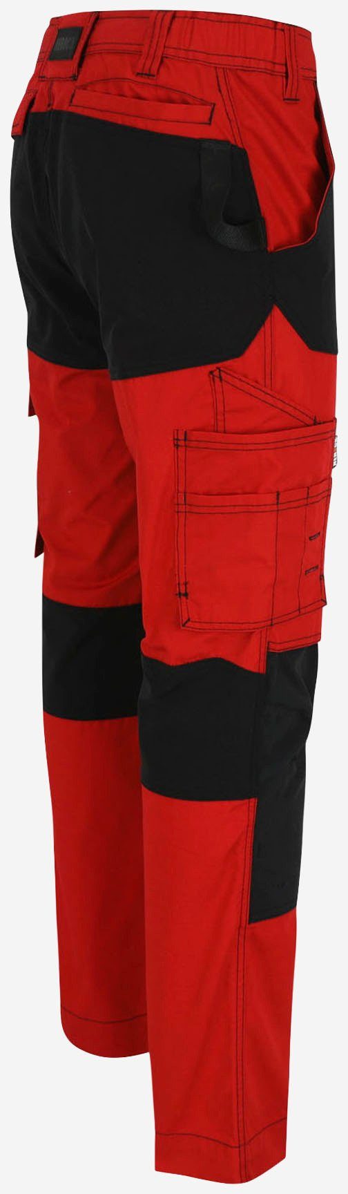 Herock Arbeitshose Hector Hoses Multi-Pocket, Knopf, 4-Wege-Stretch, verstärkte verdeckter rot/schwarz Knietaschen