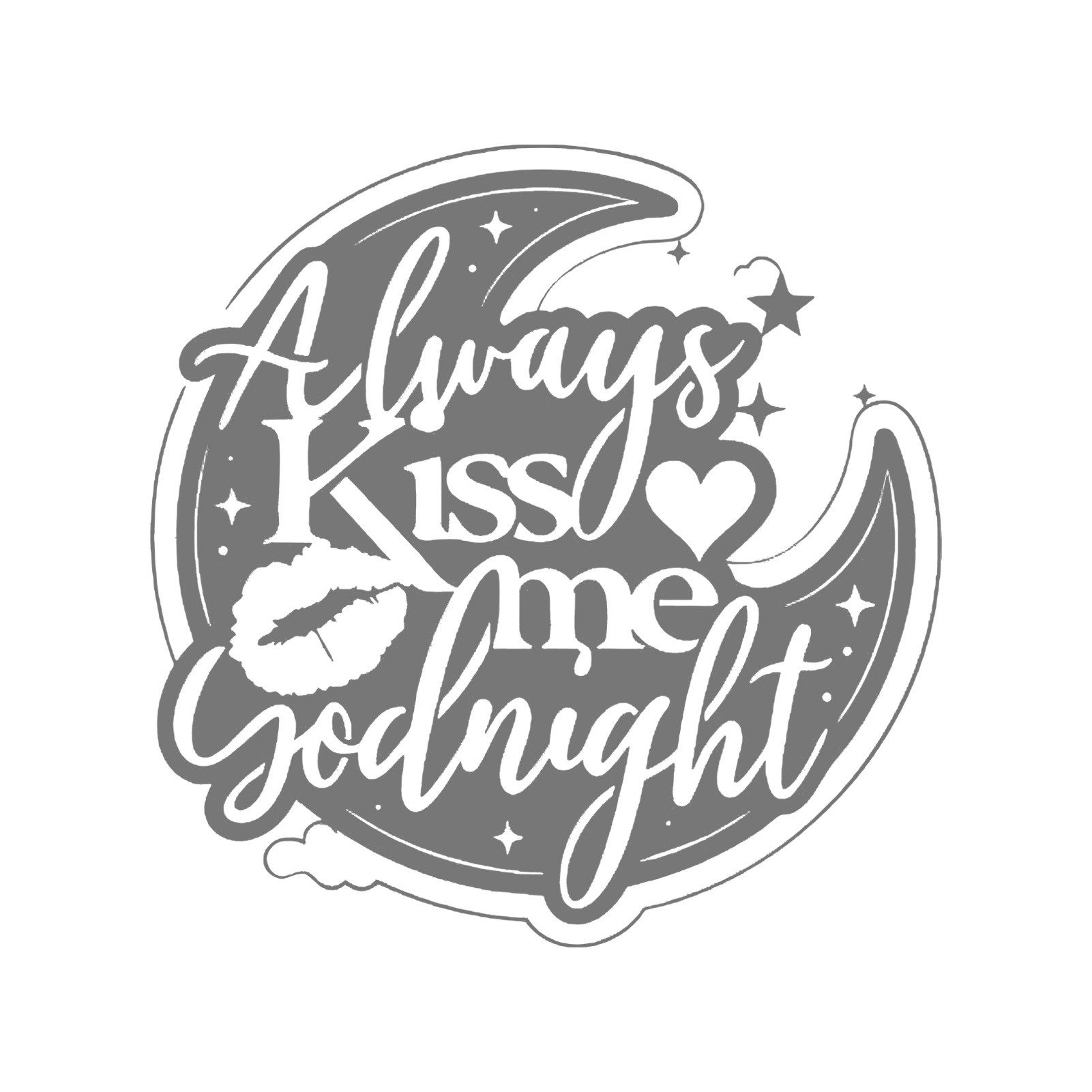 Jumpeak Wanddekoobjekt Wanddeko mit der Aufschrift „Kiss me“,Mond,Sternen, Herzen und Lippen, Metall,4 Farben,Liebe,Sternenhimmel,Romantischer, Schlafzimmer,53*53cm