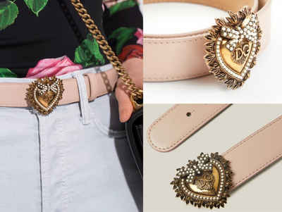 DOLCE & GABBANA Ledergürtel Dolce & Gabbana Devotion Buckle Belt Gürtel Embellished Heart Luxury I