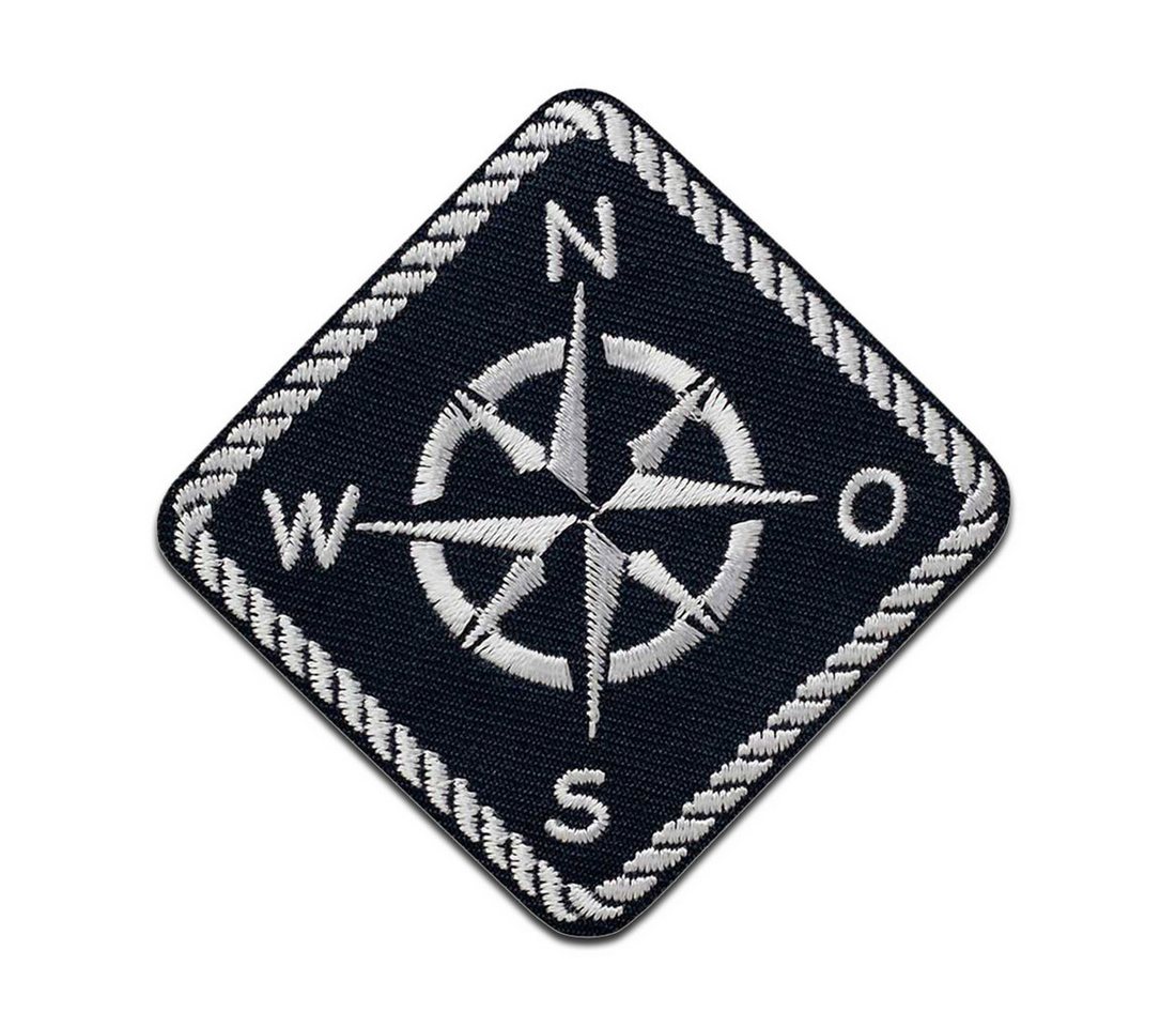 Mono-Quick Aufnäher Bügelbild, Aufbügler, Applikationen, Patches, Flicken, zum aufbügeln, Polyester, Kompass Maritim - Größe: 7 x 7 cm