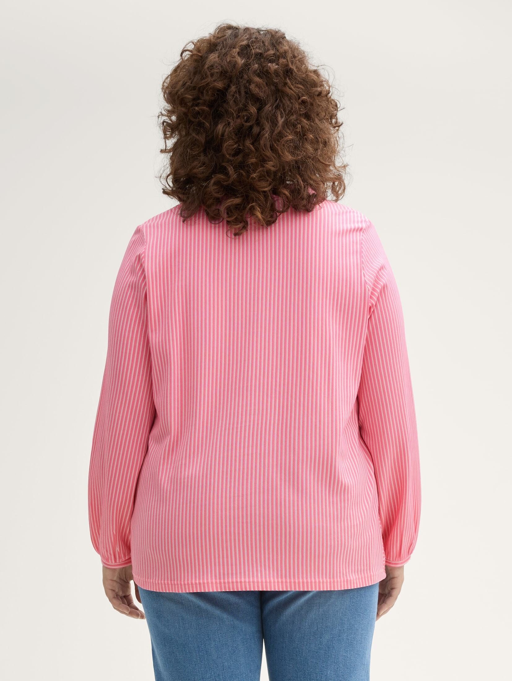 TOM TAILOR PLUS Langarmshirt T-Shirt Plus Size - Blusenshirt mit Streifenmuster