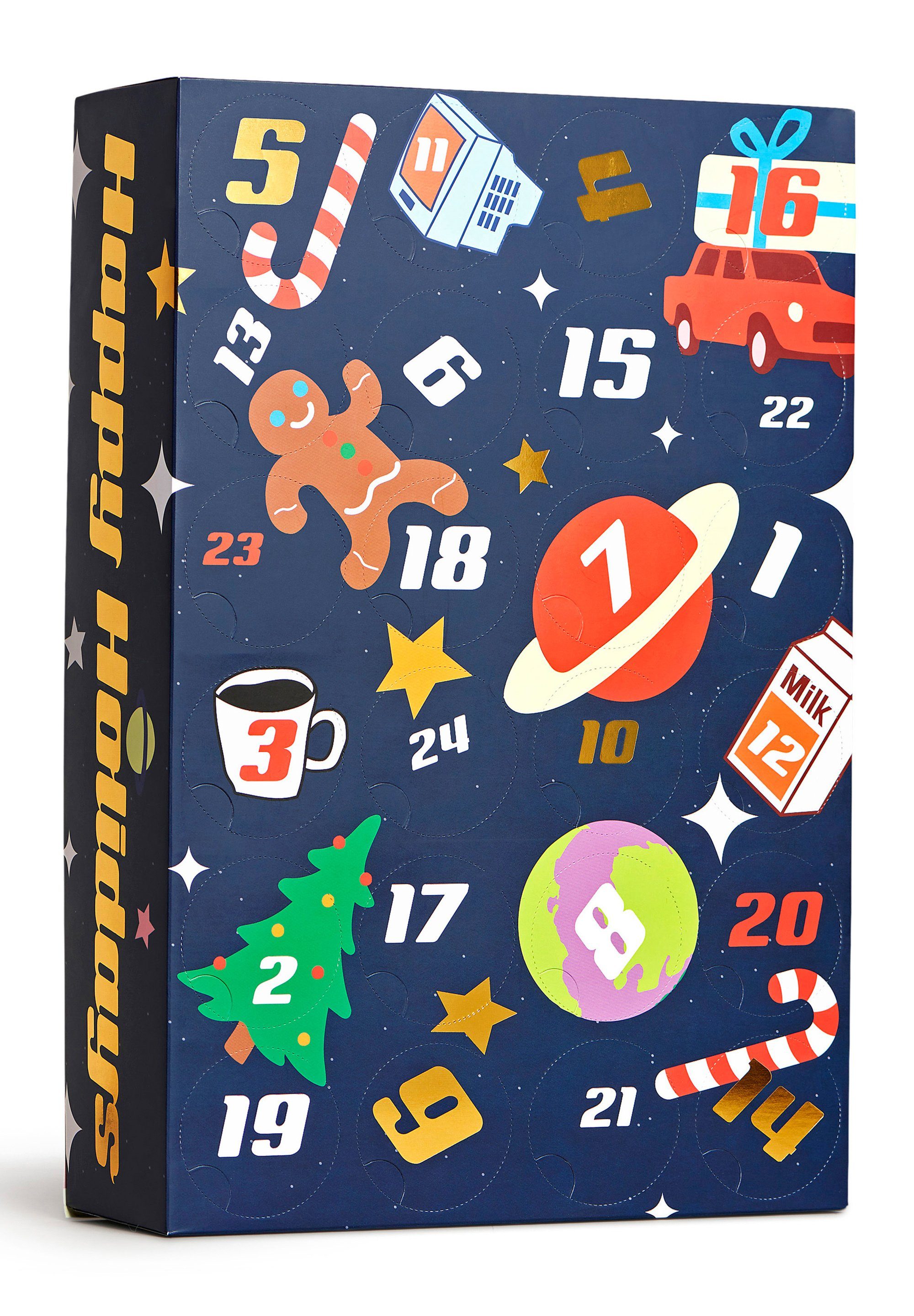 Happy Happy Baumwolle Gift Socks 24-Pack Holidays Set, Adventskalender Socks gekämmte