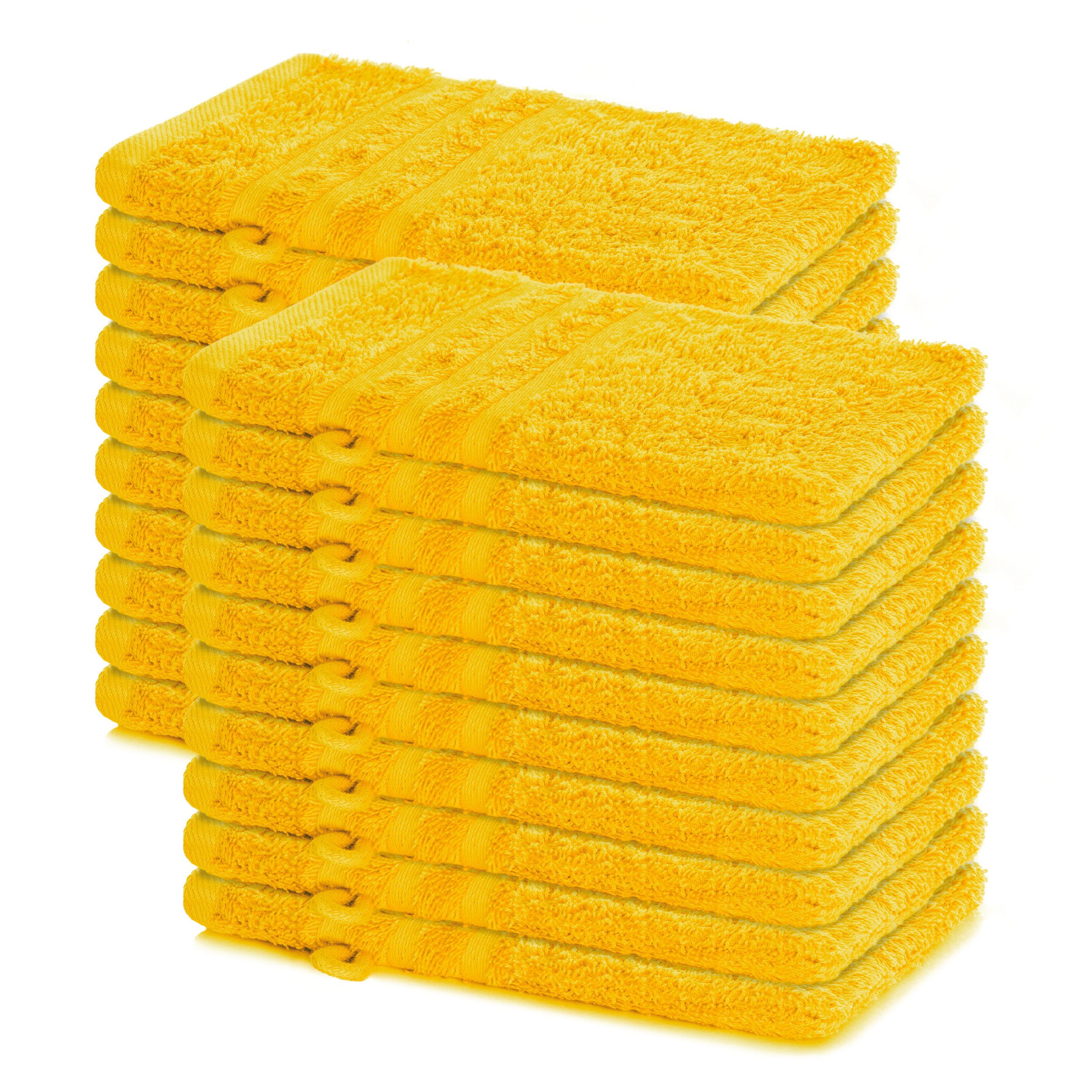 Lavea Waschhandschuh 20er Set Waschhandschuhe, 15 x 21 cm, Elena-Frottierserie, Waschlappen, (20-St), 500 g/m² Frottier, weich & saugstark, pflegeleicht