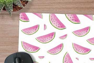 MuchoWow Gaming Mauspad Wassermelone - Aquarellfarbe - Design (1-St), Mousepad mit Rutschfester Unterseite, Gaming, 40x40 cm, XXL, Großes