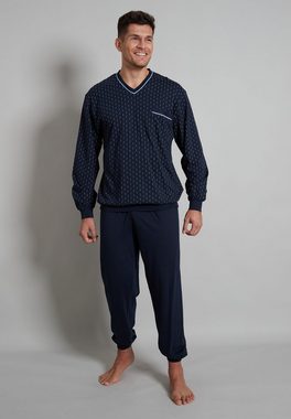 GÖTZBURG Pyjama GÖTZBURG Herren Pyjama blau bedruckt (1 tlg)