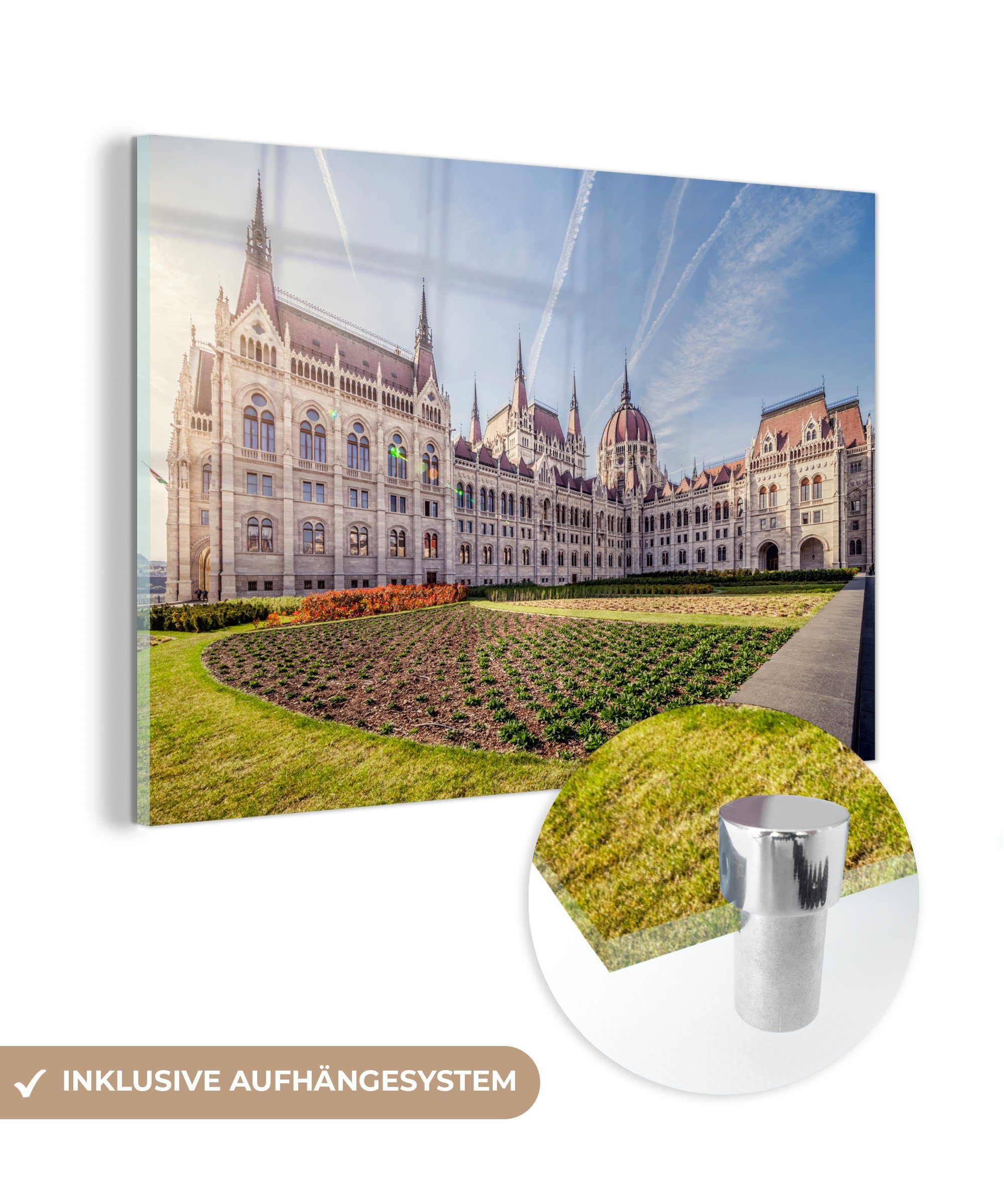 MuchoWow Acrylglasbild Das ungarische Parlamentsgebäude in Europa, (1 St), Acrylglasbilder Wohnzimmer & Schlafzimmer