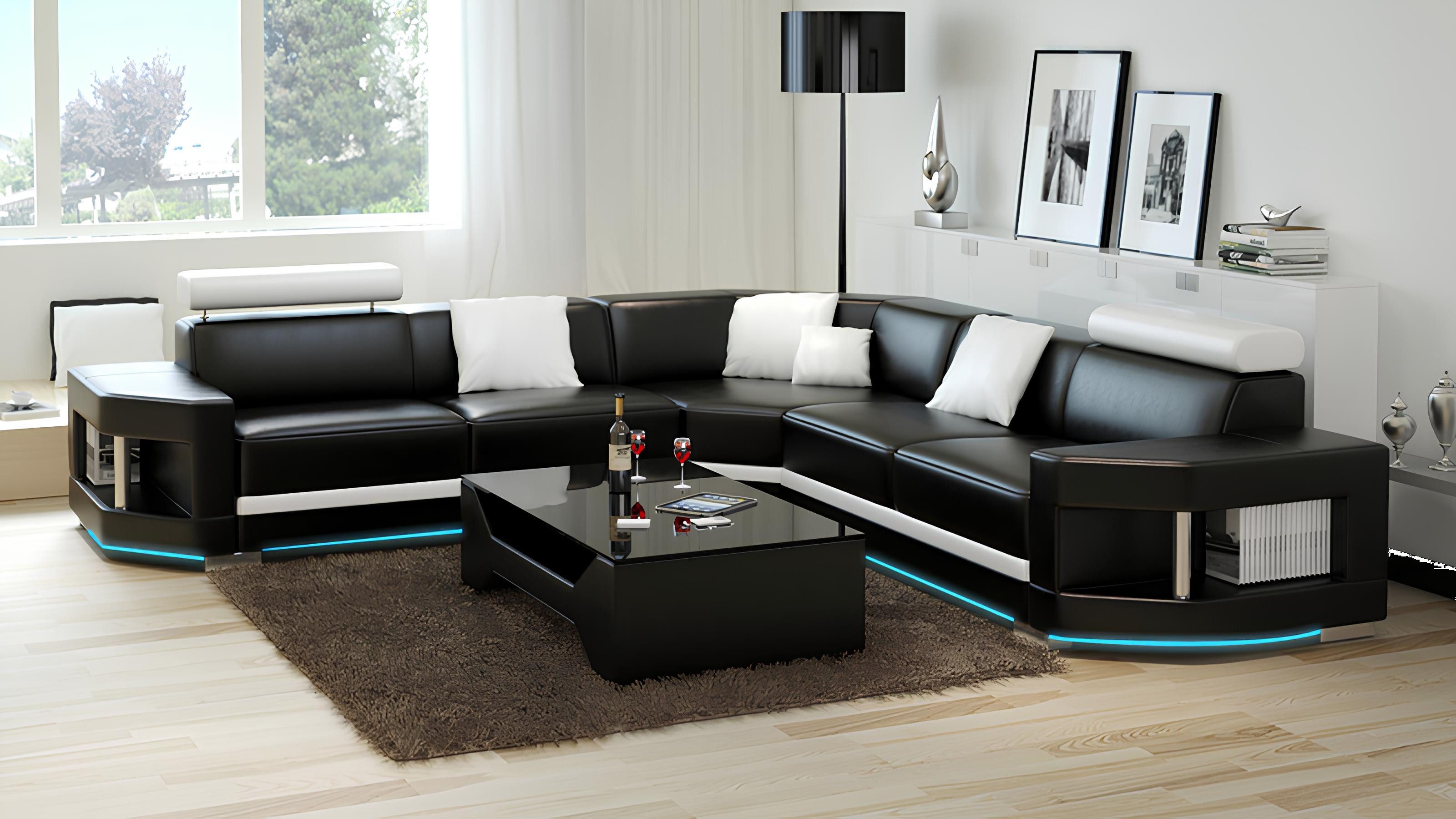 Xlmoebel Ecksofa Ledersofa K5012B in modernem Design mit eleganter Wohnlandschaft, Hergestellt in Europa