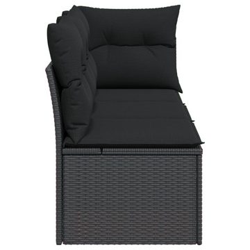 vidaXL Loungesofa Gartensofa mit Kissen 3-Sitzer Schwarz Poly Rattan