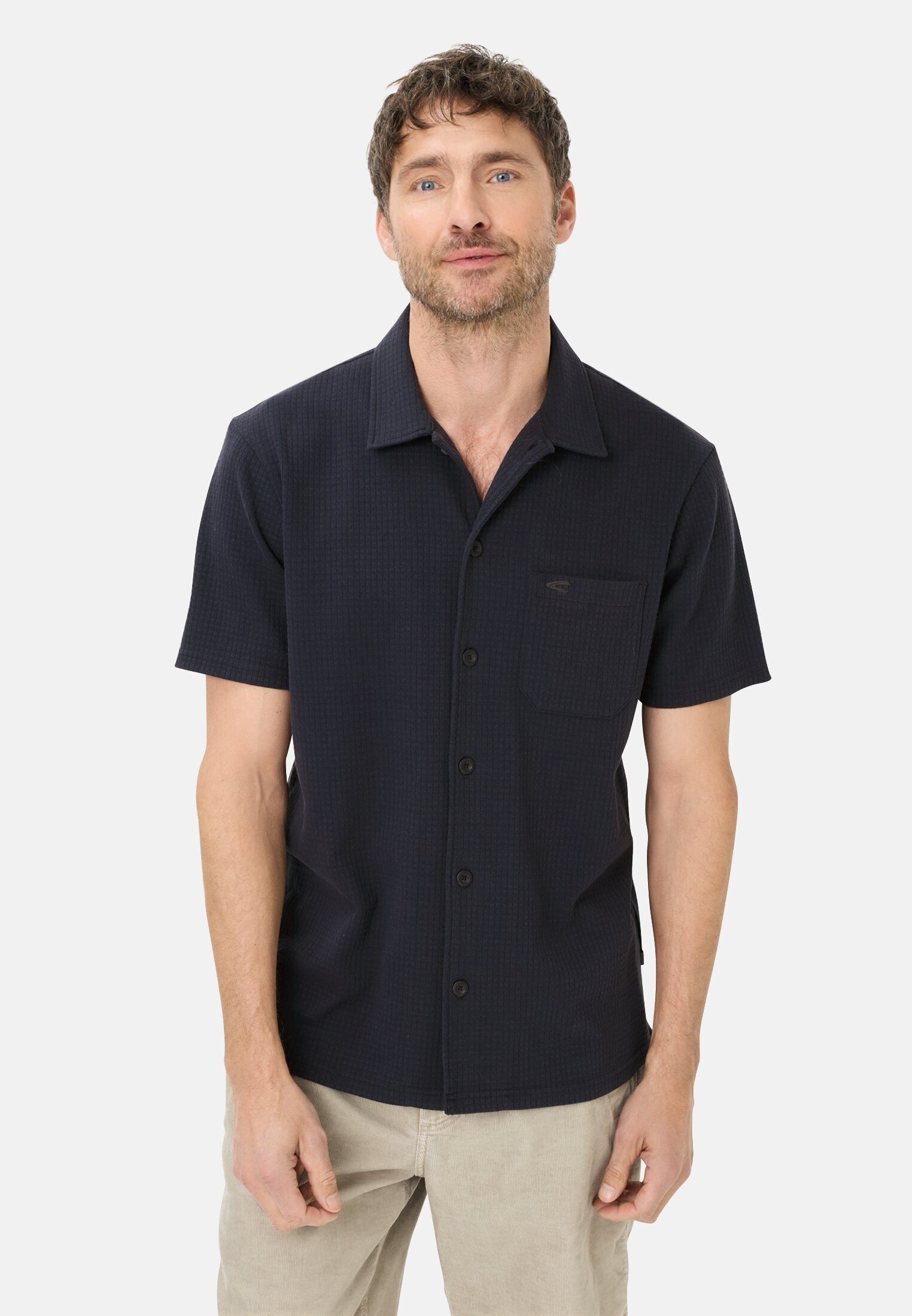 camel active Kurzarmhemd mit Brusttasche Kurzarm Resortkragen Resortkragen