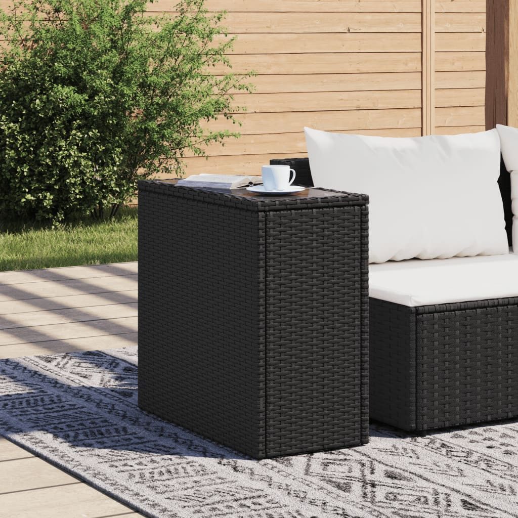 vidaXL Gartentisch Garten-Beistelltisch mit Glasplatte Schwarz günstig online kaufen