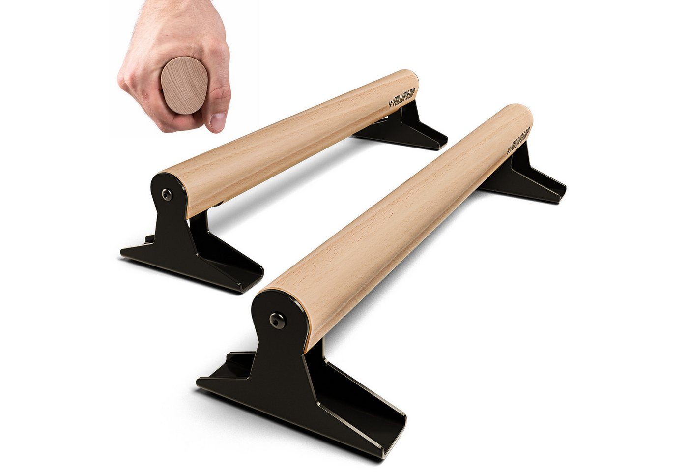 Pullup & Dip Handstandtrainer Holz Parallettes, Low oder Medium mit ergonomischem Holz Griff (1-St), Material: Holz, Buchenholz