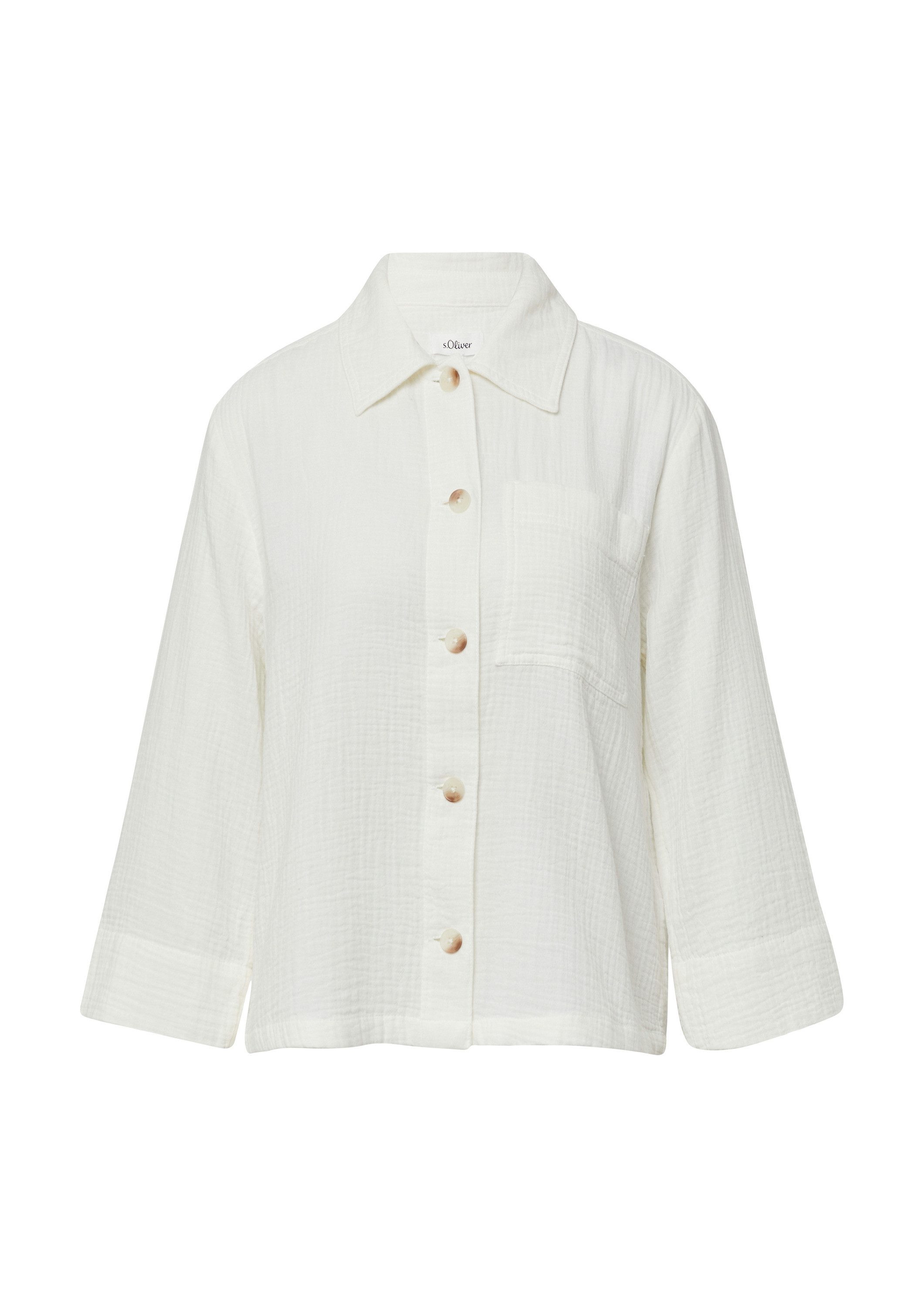 s.Oliver Kurzarmbluse Indoor-Jacke Blusen-Overshirt aus Musselin günstig online kaufen