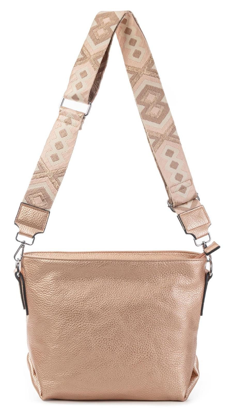 ITALYSHOP24 Schultertasche Damen Tasche Shopper CrossBody Brusttasche Umhängetasche Hobo Bag, Henkeltasche, 3 Fächer, vielseitig, praktisch, stylisch und geräumig