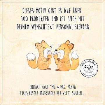 Mr. & Mrs. Panda Tragetasche Fuchs Bester Halbbruder der Welt - Transparent - Geschenk, Jutebeutel (1-tlg), Cross Stitching Griffe