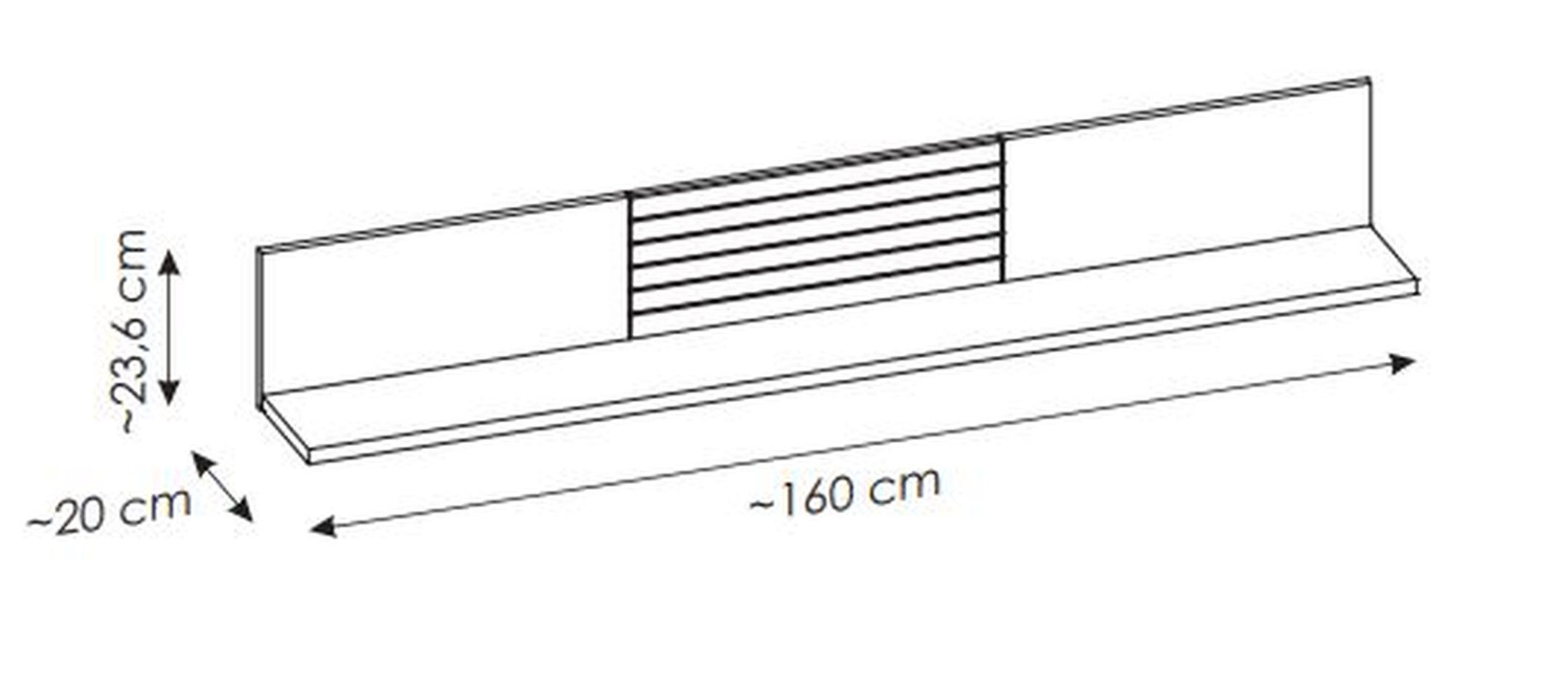freiraum Wandboard ALVERNO, in Asche/Coast Evoke Eiche Lamelle-Dekor - 160x24x20 (BxHxT)