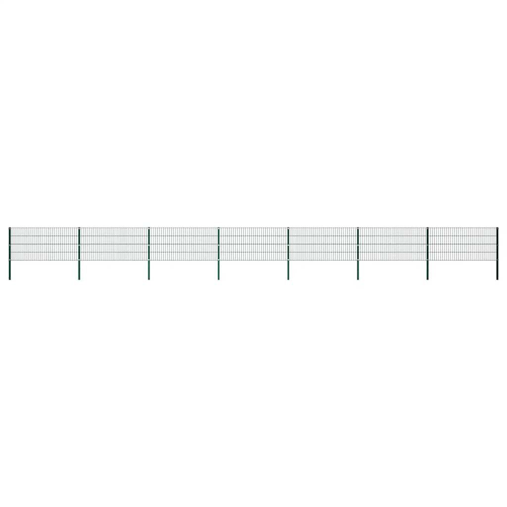 vidaXL Gartenzaun Zaunelement mit Pfosten Eisen 1212 x 80 cm Grün, (1-St)