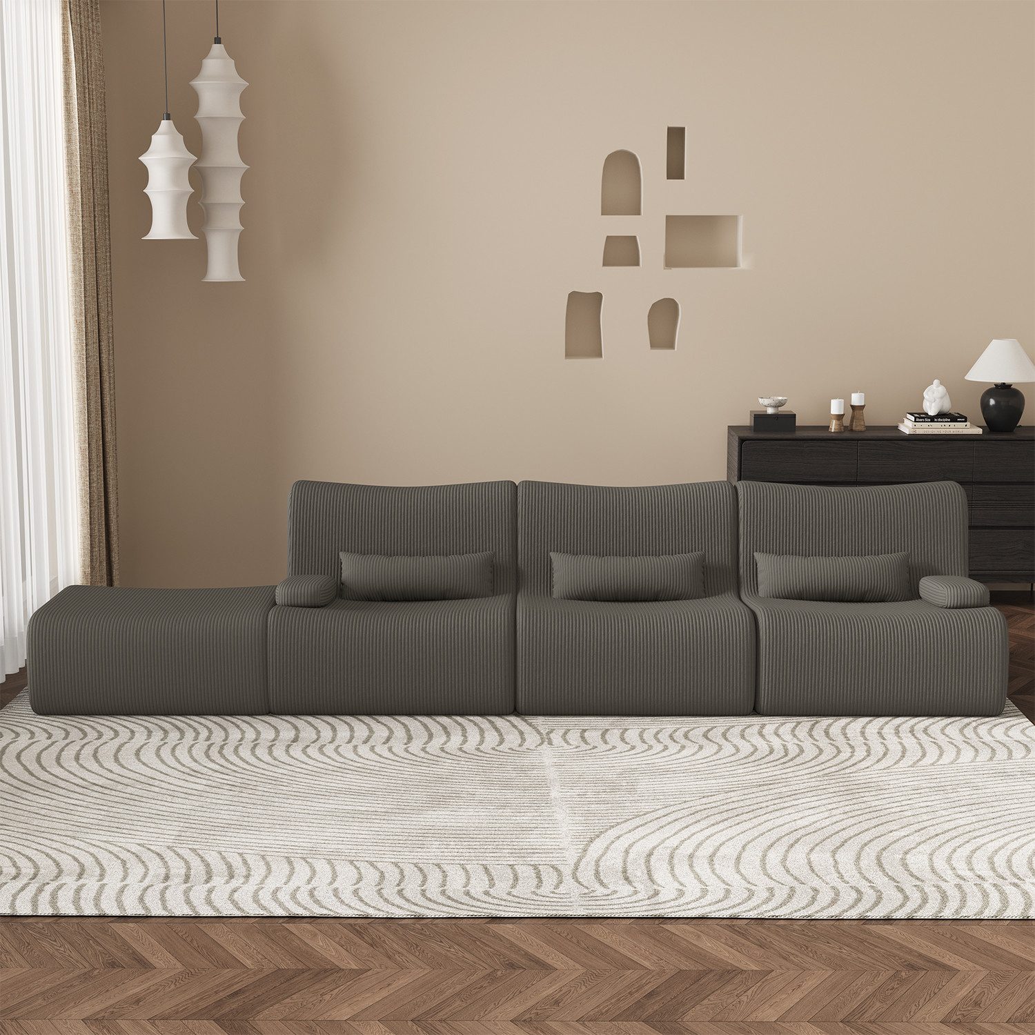 Lexzurn Ecksofa Ecksofa mit Schlaffunktion 250 x 170 x 76 cm, L-förmige Cou günstig online kaufen