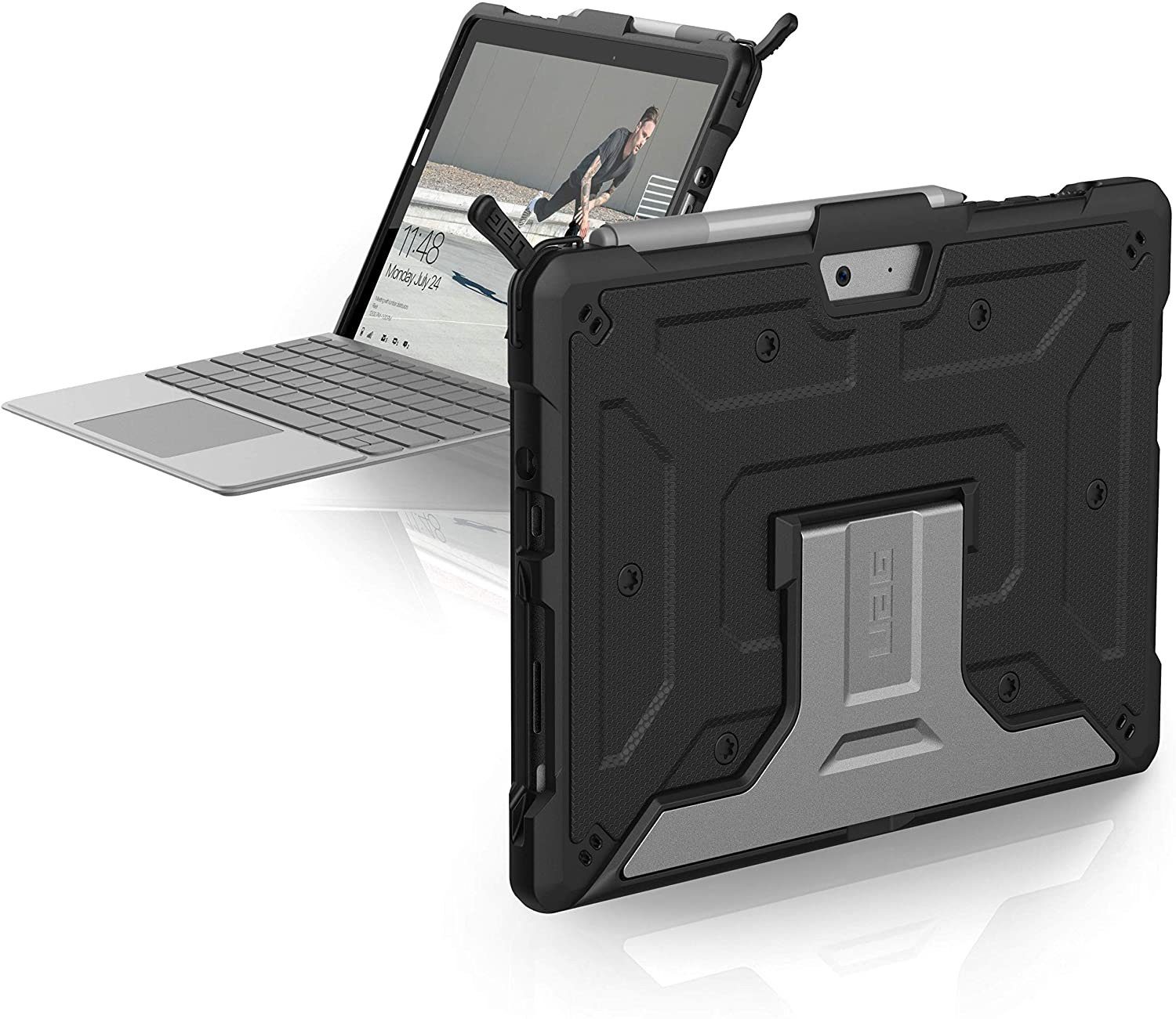 UAG Tablet-Hülle Metropolis - Surface Go 4 / Go 3 / Go 2 / Go Hülle, [Surface Pen Halterung, Standfunktion, Sturz- und stoßsicher]