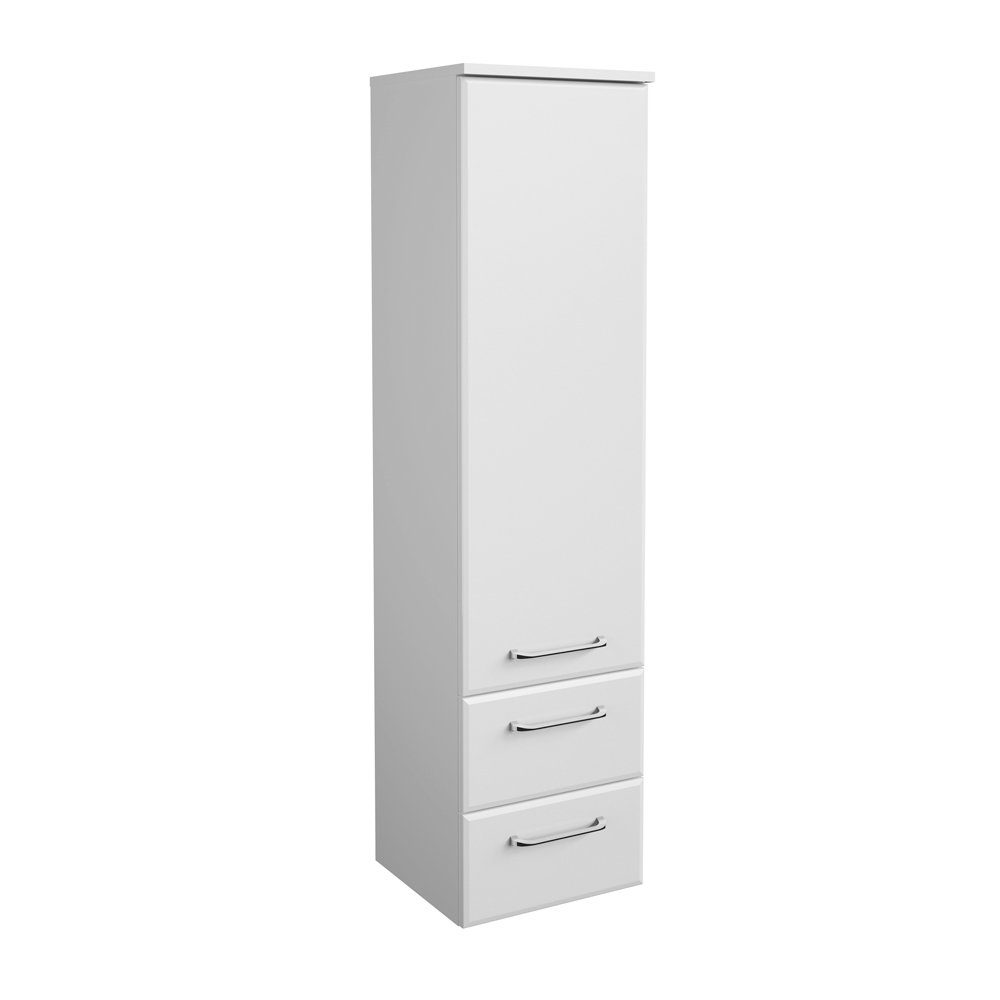 Lomadox Hochschrank QUEBEC-66 Midischrank Badezimmer in weiß Hochglanz, B/H/T: ca. 35/136,1/33 cm