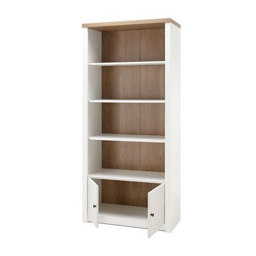 Lomadox Aktenschrank PISA-61 Pinie weiß und Eiche hell mit LED 90/198/43 cm