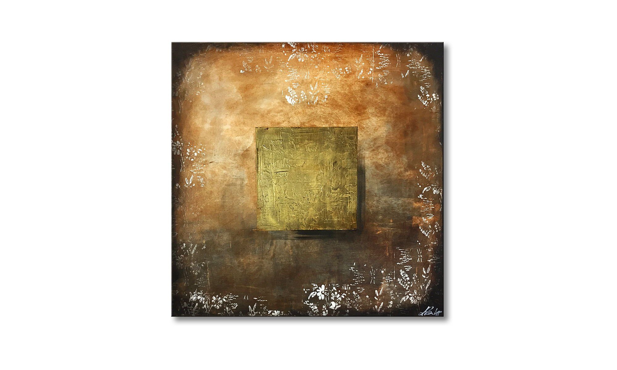 WandbilderXXL Gemälde Golden Autumn 80 x 80 cm, Abstraktes Gemälde, handgemaltes Unikat