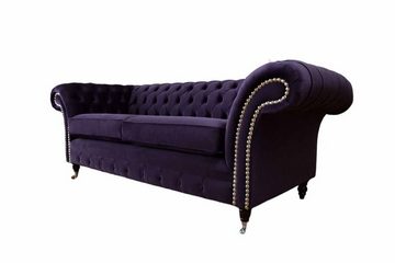 JVmoebel Sofa Chesterfield englisch klassischer Stil Sofa Couch 3 Sitz Polster Lila, Made In Europe