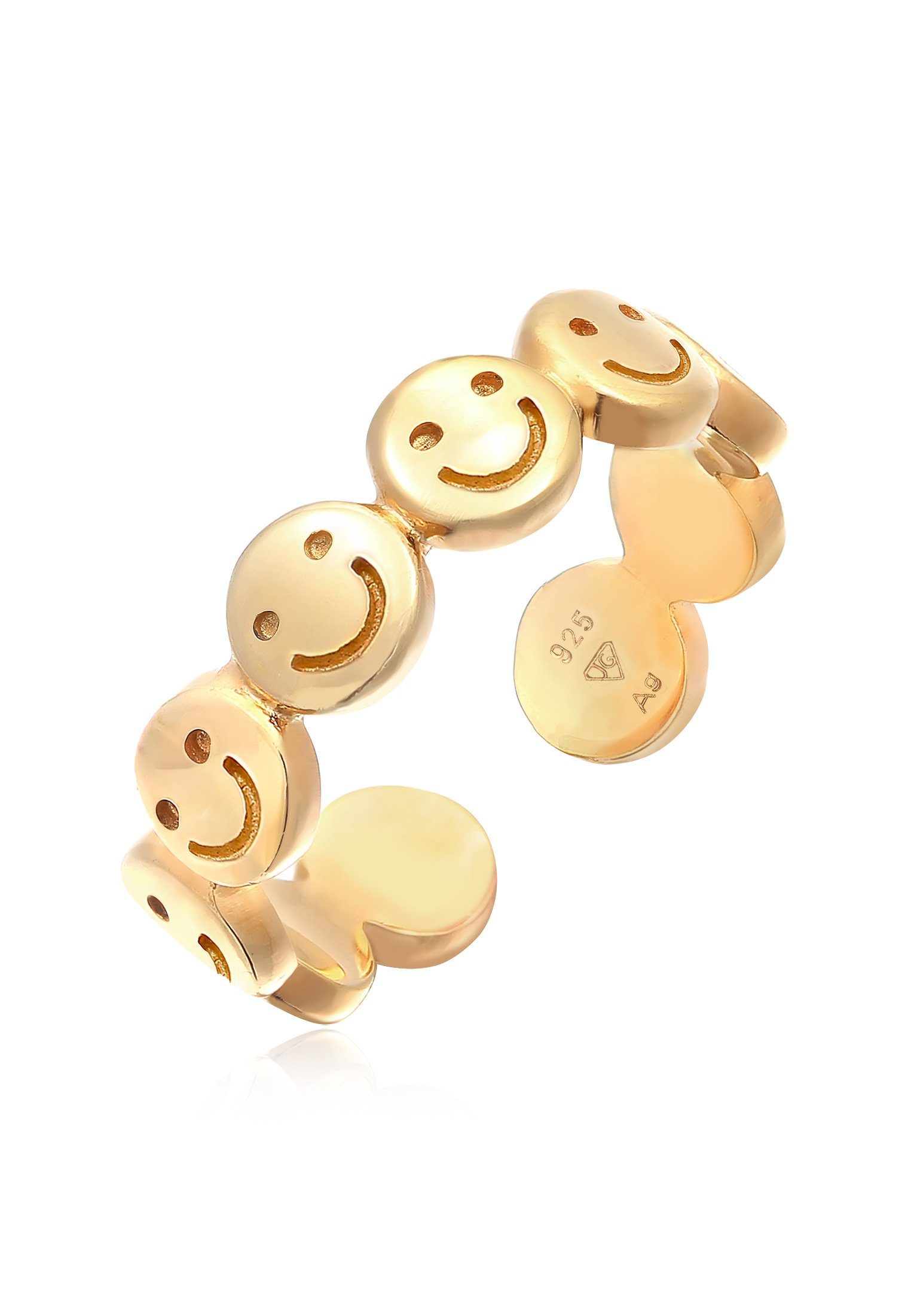 Elli Fingerring Bandring Smiling Offen 925 Silber, mit Smiling Face