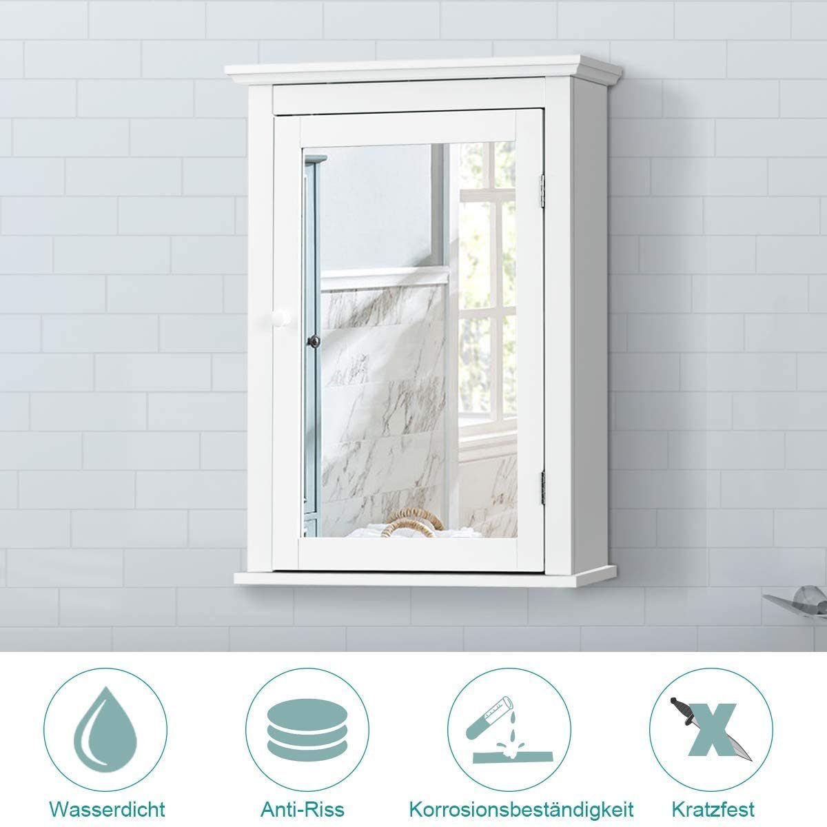 COSTWAY Badezimmerspiegelschrank Spiegelschrank, mit verstellbarem Regal günstig online kaufen