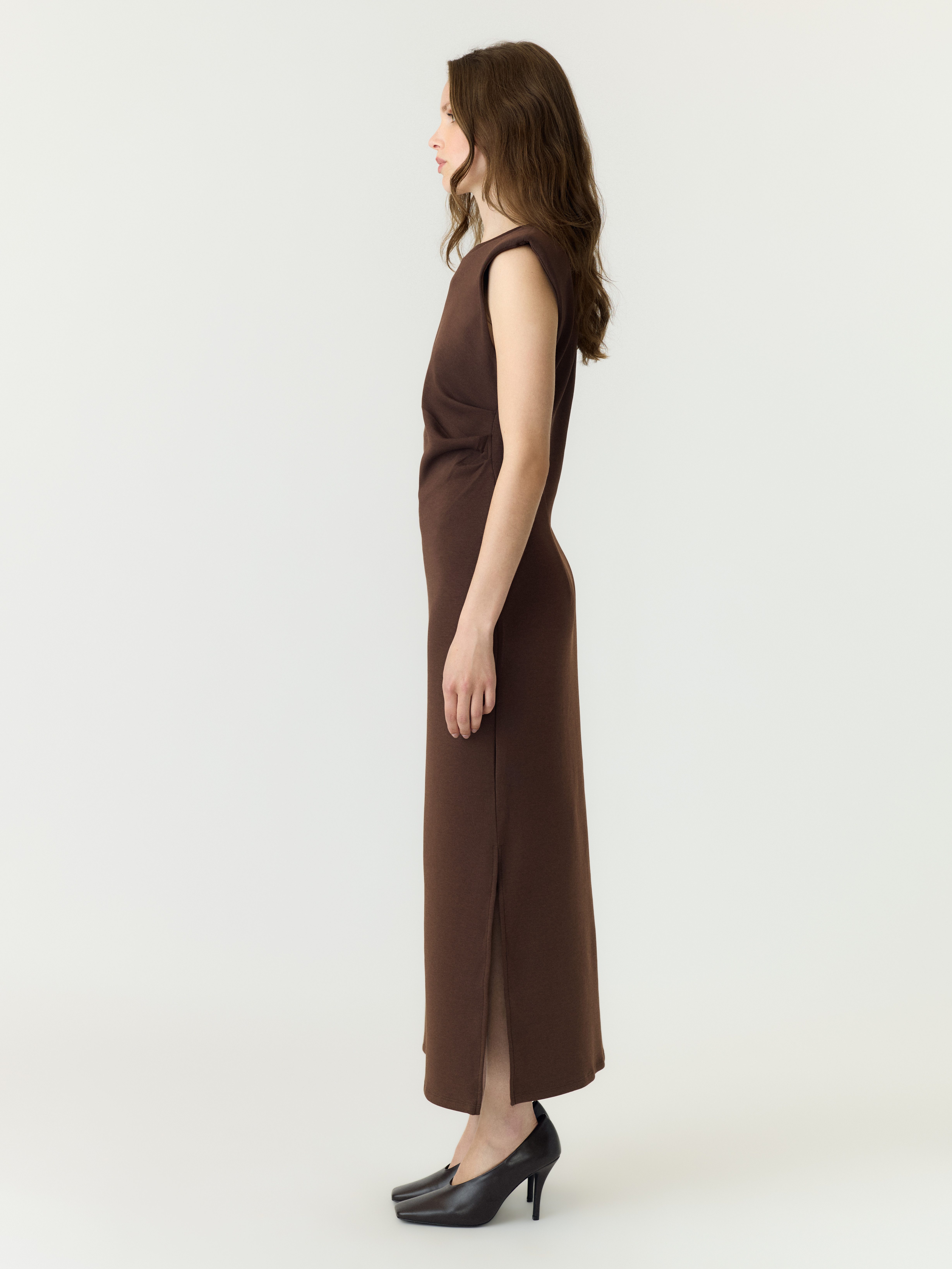 Y.A.S Maxikleid YASPINA SL LONG DRESS NOOS Baumwollmischung mit Stretch