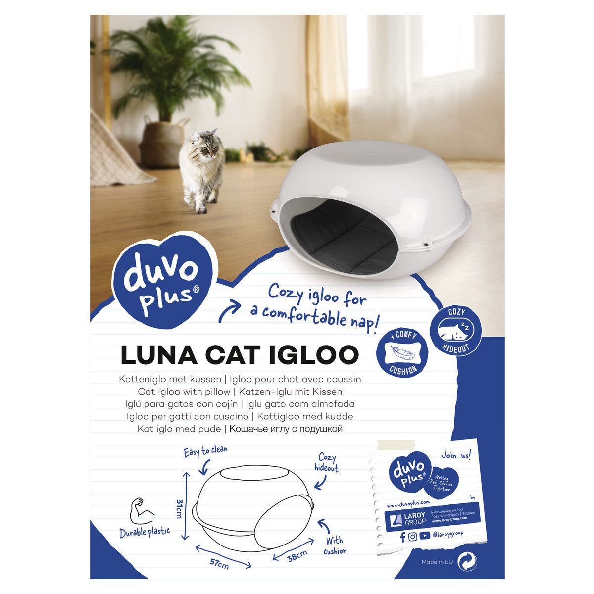 DUVO+ Schlafhöhle Katzen-Iglu mit Kissen weiß günstig online kaufen