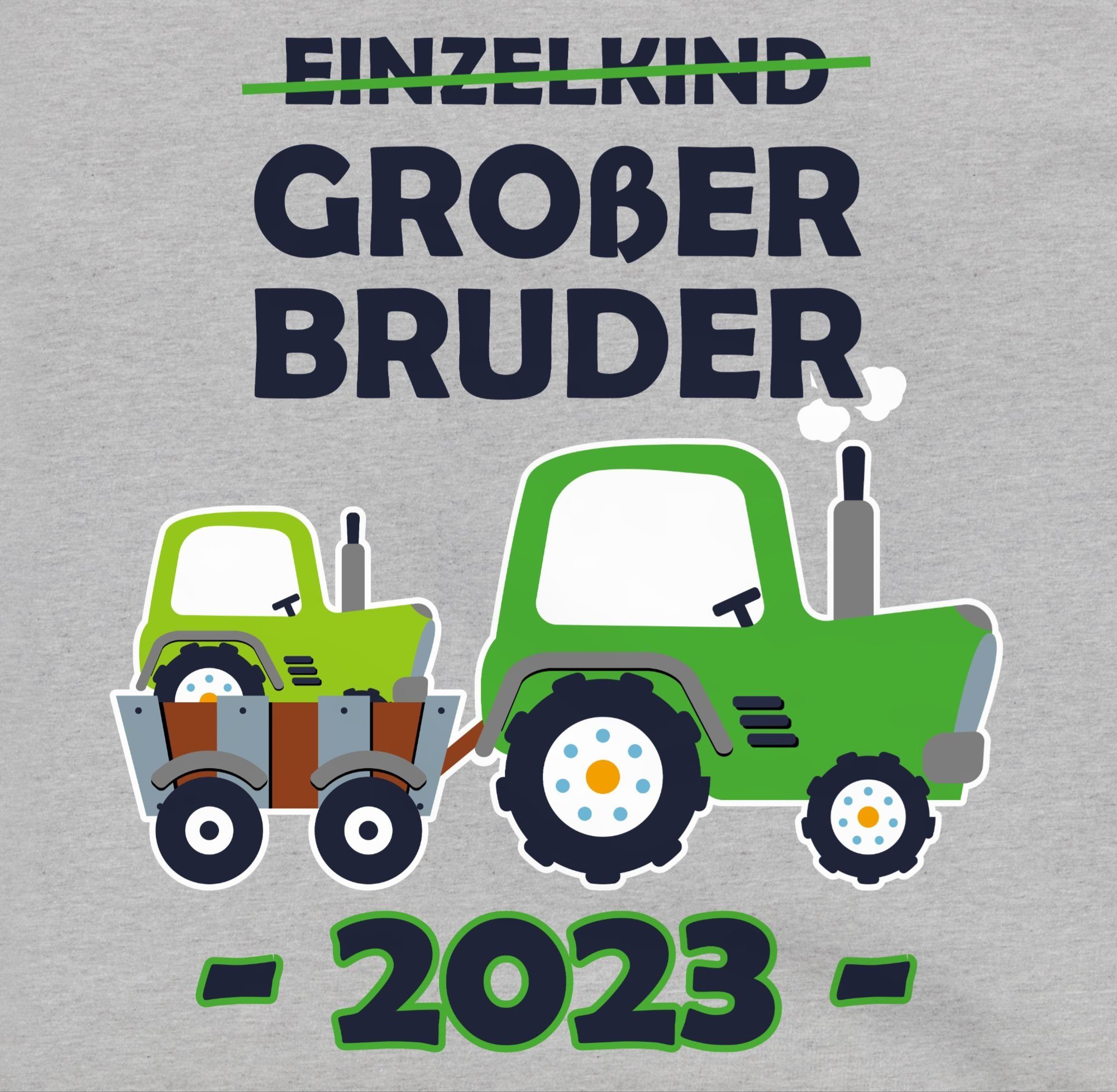 Bruder Hoodie 2023 Großer Bruder 3 meliert Traktor Shirtracer Einzelkind Großer Grau