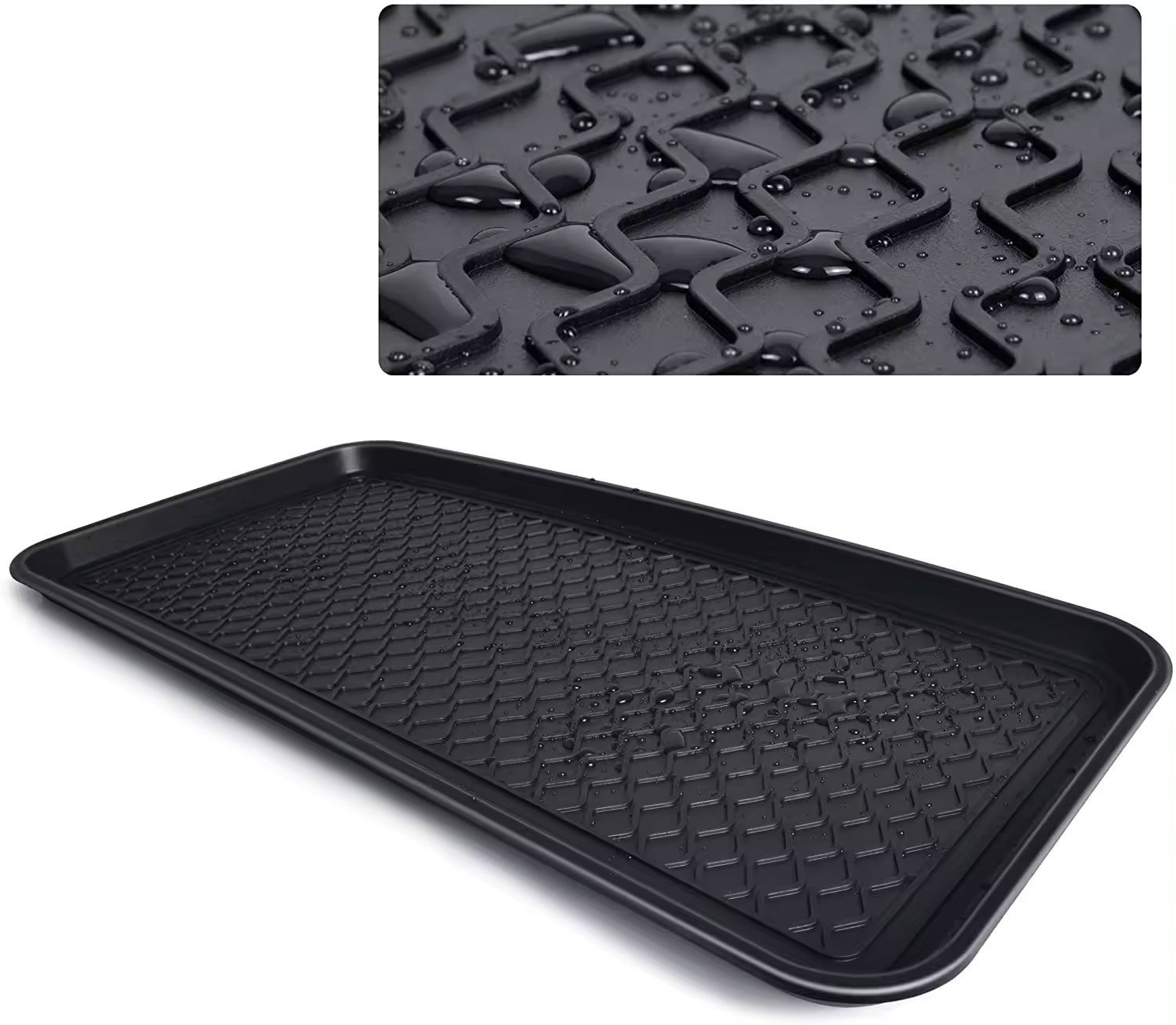 LS-LebenStil Schuhabtropfschale Schuhabtropfschale Schuhwanne Schwarz 60x40cm hoher Rand Schuhablage (Schwarz Kunststoff Schuhmatte Schuhschale Kunststoffwanne, – Bild 2 von 5