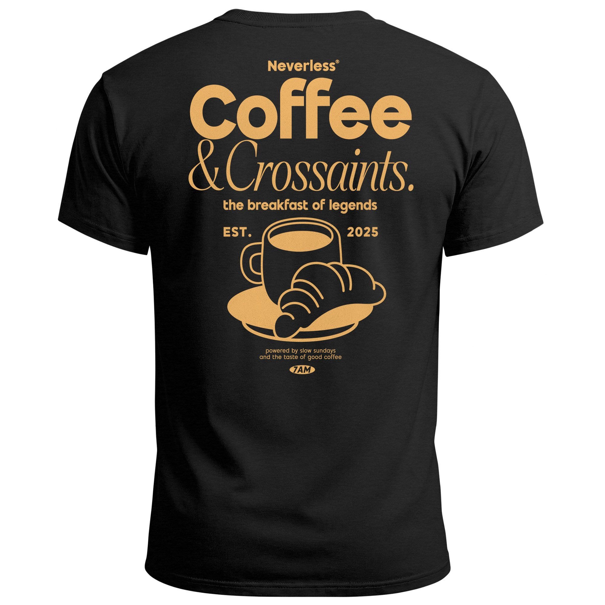 Neverless Print-Shirt Herren T-Shirt Backprint Grafikshirt Rückendruck Coffee Croissant mit Print