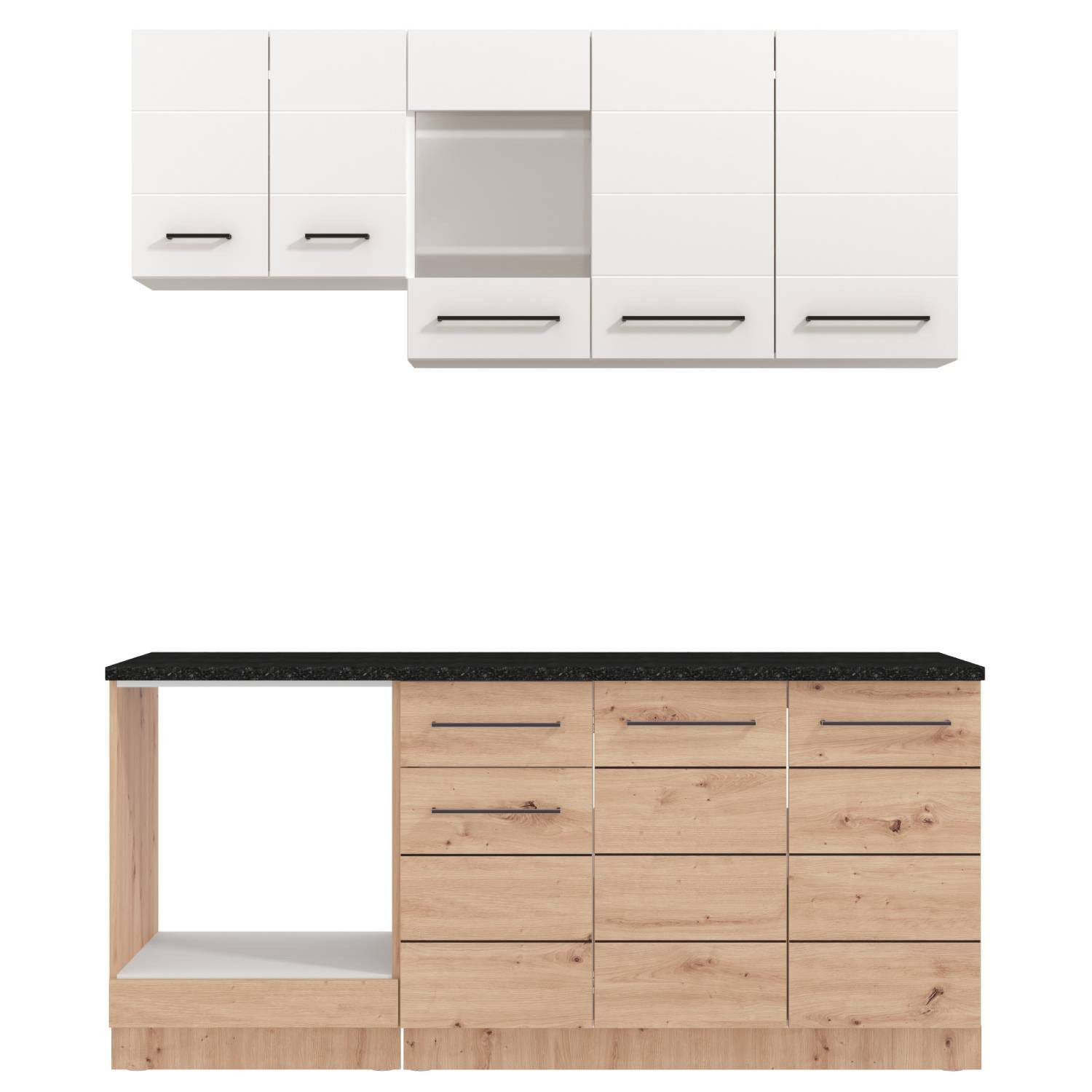 Homestyle4u Küchenzeile ohne Geräte 180cm Einbauküche matt Holz Singleküche Küchenblock, (Oberschränke, Unterschränke) – Bild 4 von 5