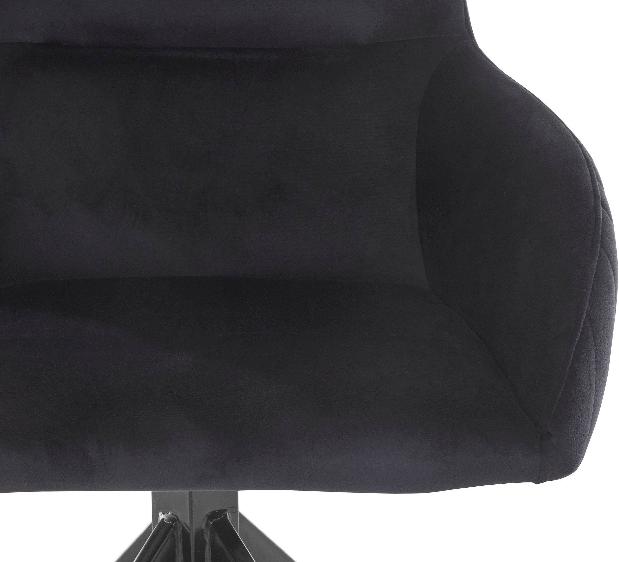 loft24 in (Set, Armlehnstuhl Neve | Sitzhöhe Esszimmerstühle, schwarz Samtoptik, 47 cm Bezug schwarz 2 St),