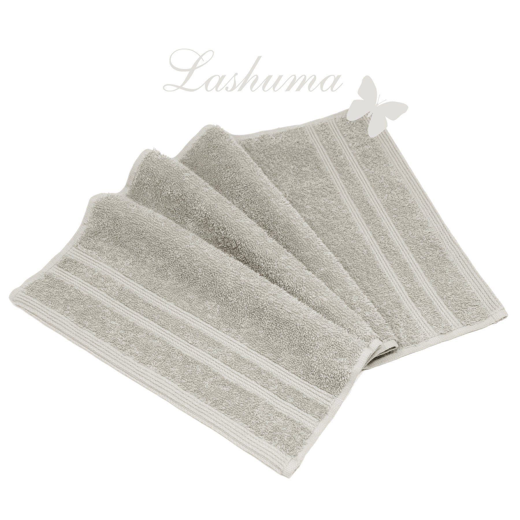 Lashuma Handtuch Set London, 30x50 Handtücher Kiesel (Set, WC braun grau - Weiche - Frottee, 4-tlg), Kombi cm Rost