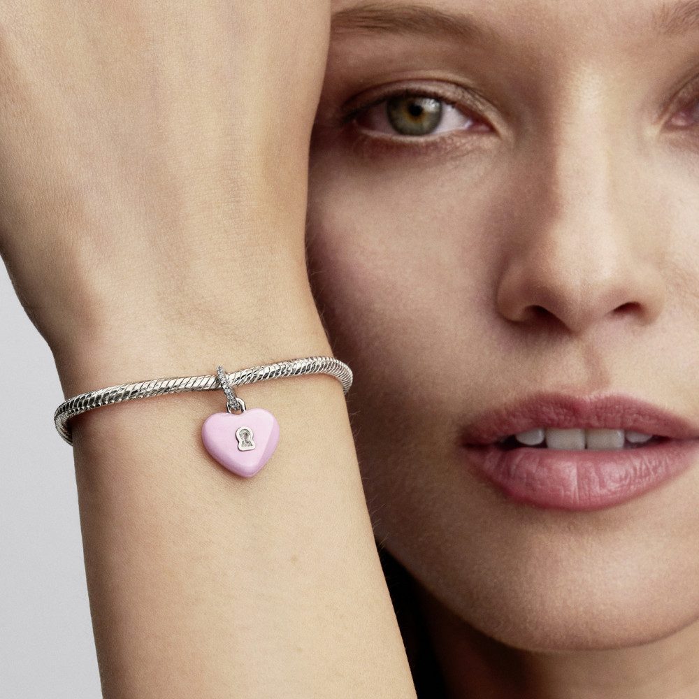 Pandora Charm-Einhänger 794424C01, Keramik-Herz pink