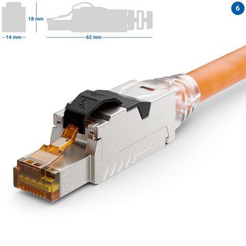 deleyCON deleyCON 12x CAT 6a Netzwerkstecker Werkzeuglos Netzwerkkabel Netzwerk-Adapter