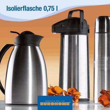 EUROHOME Isolierflasche Isolierkanne Edelstahl Rostfrei mit Satin-Finish, Thermobecher Kaffee - Trinkflasche mit Trinkdeckel