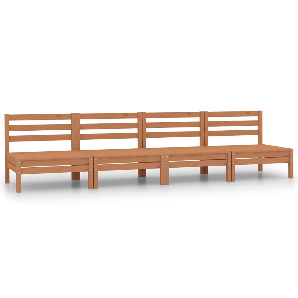 vidaXL Gartenlounge-Set 4-tlg. Garten-Lounge-Set Honigbraun Massivholz Kiefer, (1-tlg)