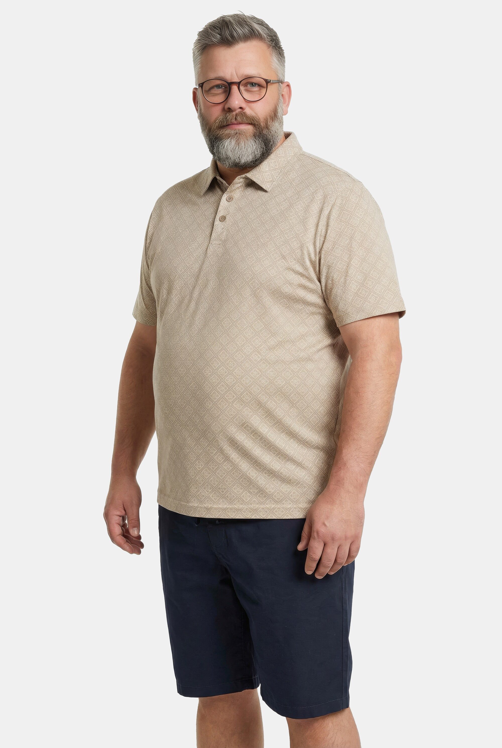 Poloshirt Poloshirt Halbarm Alloverprint bis 8 XL