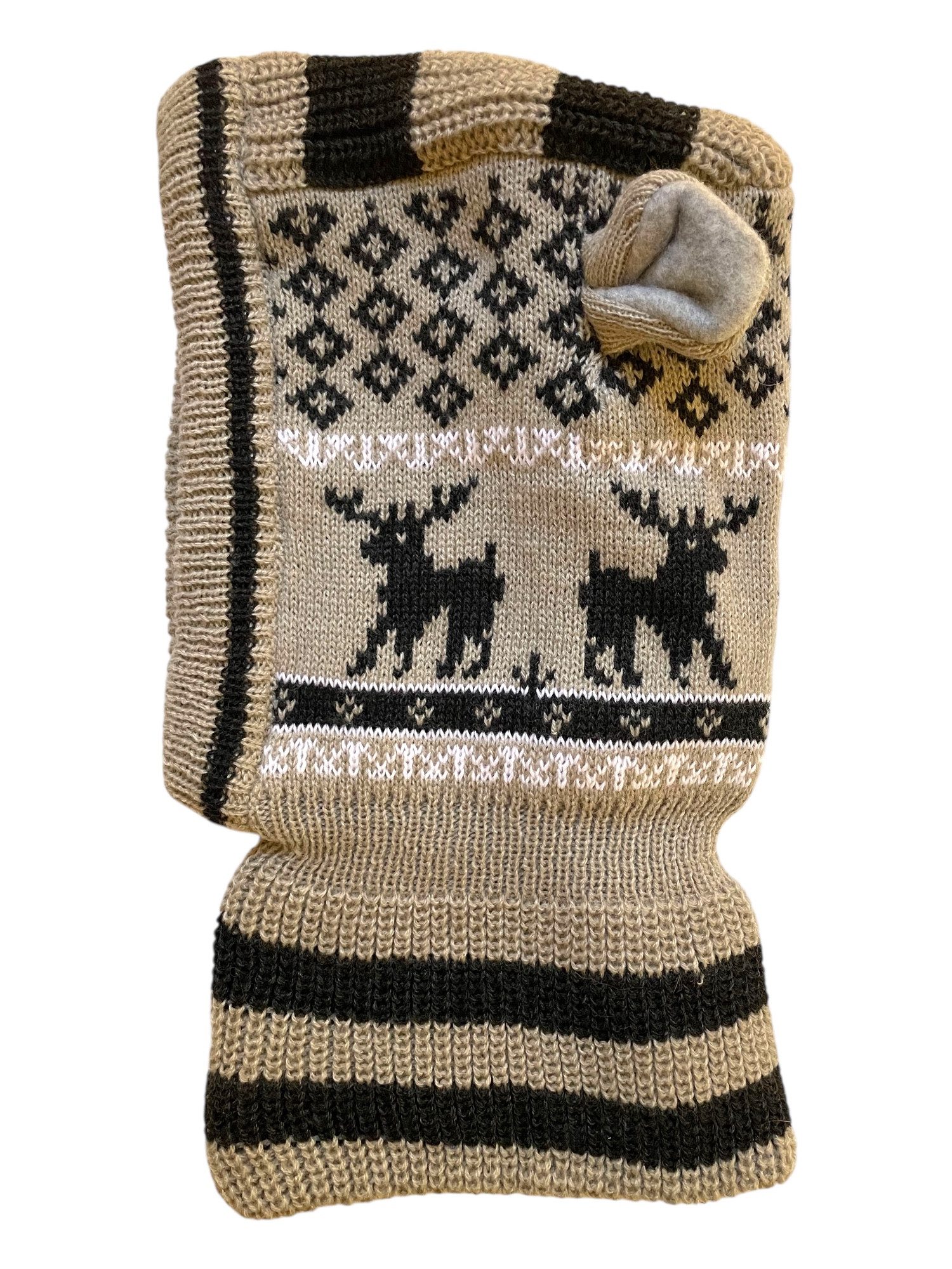 Taschen4life Schlupfmütze Mütze mit Ohren Norwegermuster für Jungen & Mädchen, weich gefüttert, glatt gestrickt