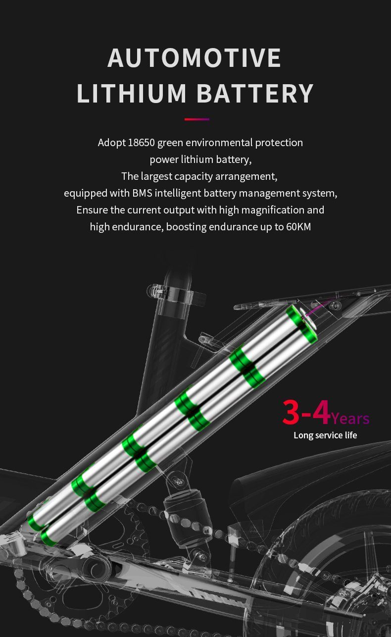 Fine Life Pro E-Bike 3 12-Zoll, Modi Batterieladegerät), Motor, 120kg montierter leicht Hinten 1YS Traglast selbstbestimmt Mit (Set, Rot umweltfreundlich