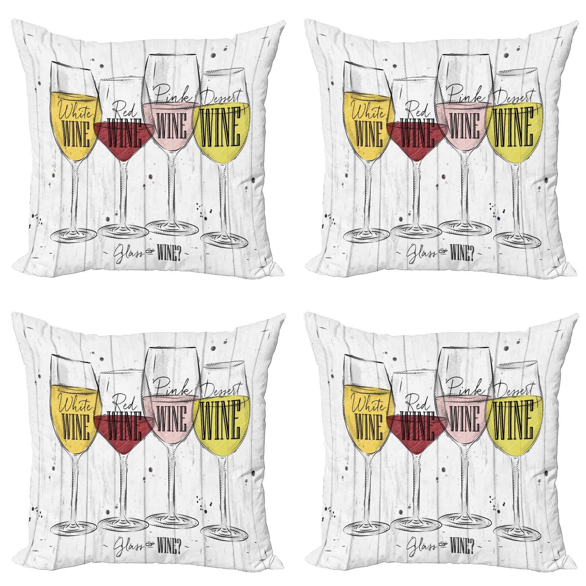 Kissenbezüge Modern (4 Weinlandes 4 Stück), Abakuhaus des Wein Arten Doppelseitiger Accent Digitaldruck