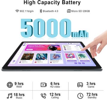 Lville 5000 mAh, IPS HD 1280*800 Quad-Core-Prozessor 6 GB RAM Tablet (10", 128 GB, Android 13, Intelligente Technologie für grenzenlose Möglichkeiten)