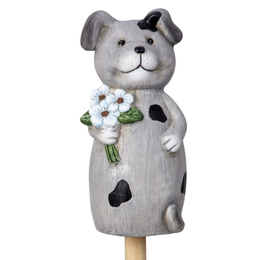 Mel-O-Design Gartenfigur Zauntiere Zaunhocker Gartenzaundekoration aus Keramik, Niedliche Tiermotive Sommerdeko Garten H: ca.23 cm