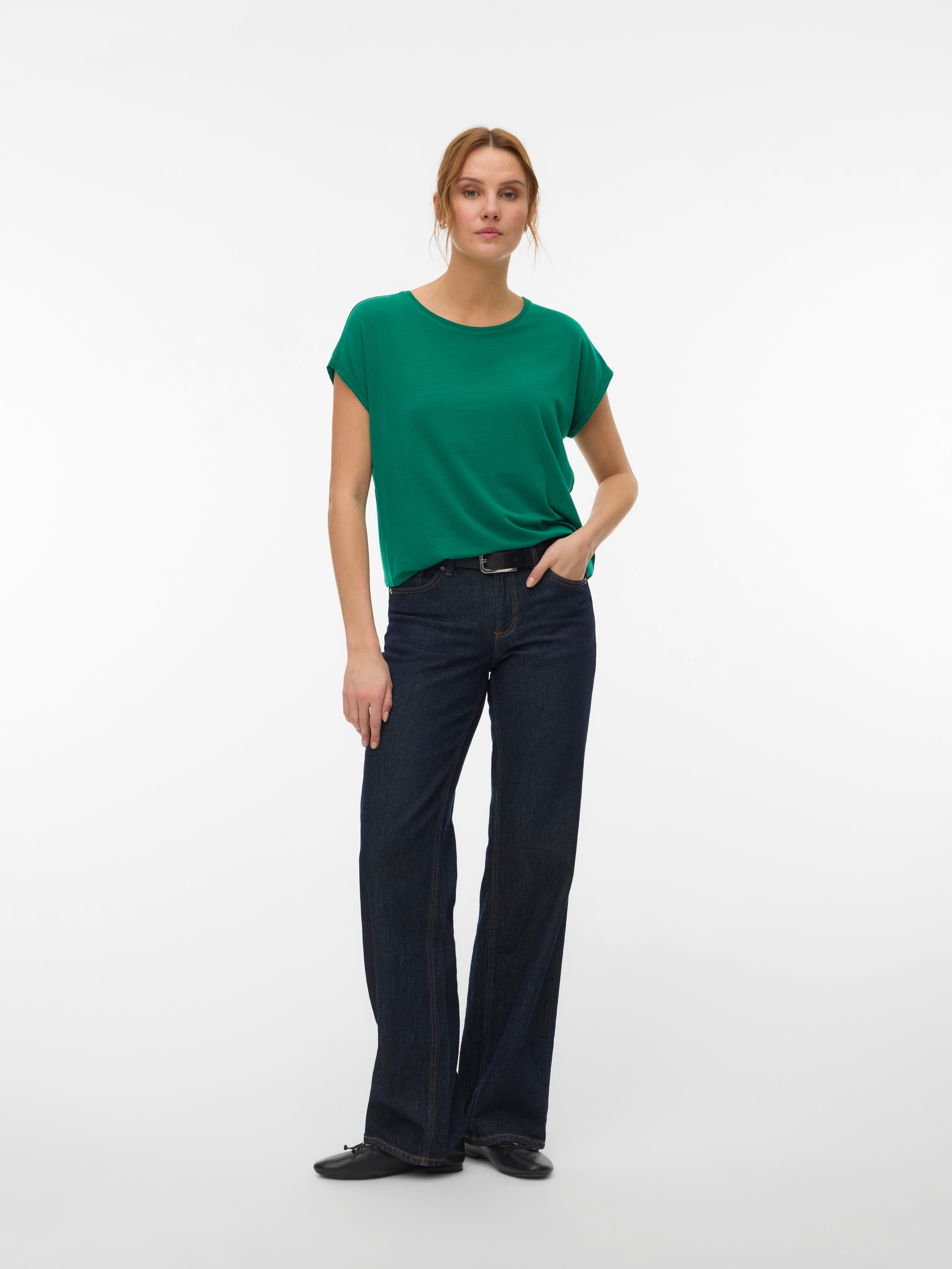 Vero Moda T-Shirt VMAVA PLAIN SS TOP JRS NOOS Materialmix, regular fit – Bild 5 von 5