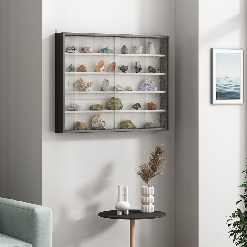 Vicco Hängevitrine Showla, Schwarz/Weiß/Weiß, mit 4 Einlegeböden (1-St)