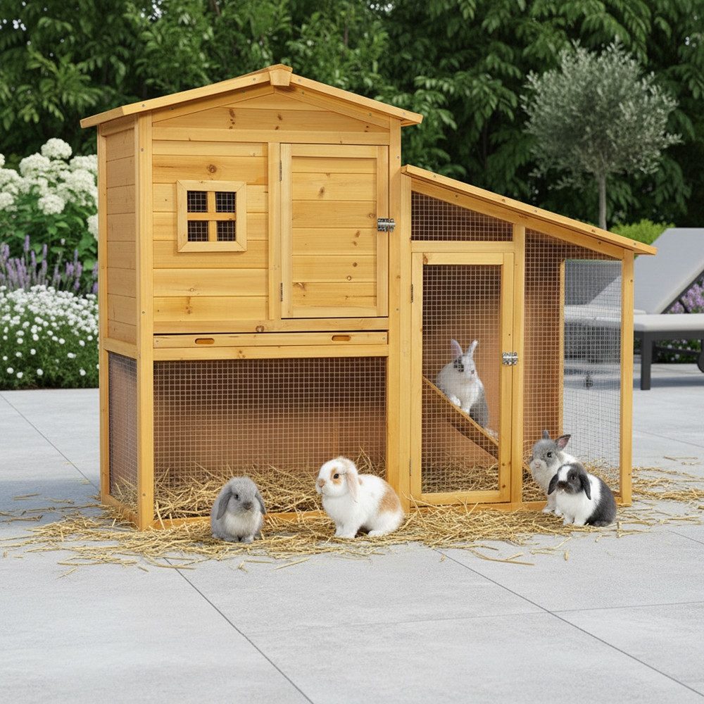 Feel2Home Kleintierkäfig Hasenstall Kaninchenstall Hasen Kaninchen Stall Kleintierstall Käfig